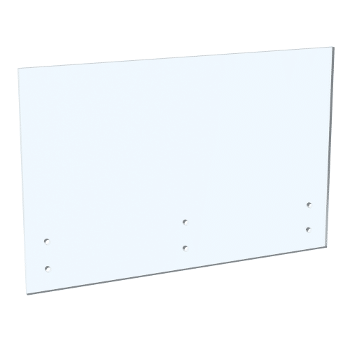 12mm Thick, Clear, 1280mm High Panels, With Bottom Holes for Glass Adaptors