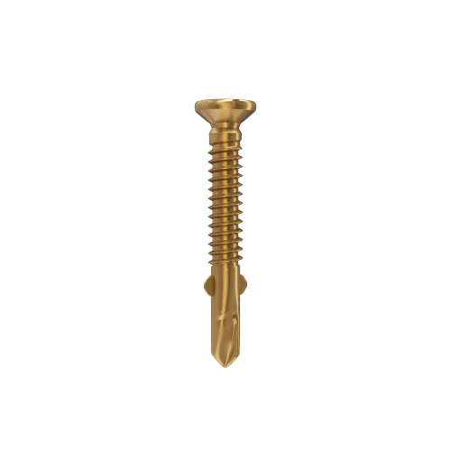 Countersunk Head - With Wings - Square Drive - Metal Drilling Screws - Zinc Yellow Finish